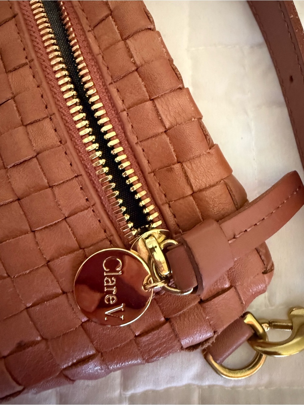 Clare V. Grande Fanny Rose Clay Woven Checker - Picture 2 of 5